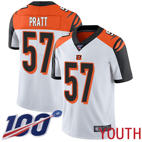 Cincinnati Bengals Limited White Youth Germaine Pratt Road Jersey NFL Footballl #57 100th Season Vapor Untouchable->youth nfl jersey->Youth Jersey